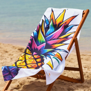 Red Palm Ananas Rengarenk Plaj Havlusu Hafif, Yüksek Su Emici, Hızlı Kuruma, Pratik Taşıma - 70 X 140 Cm
