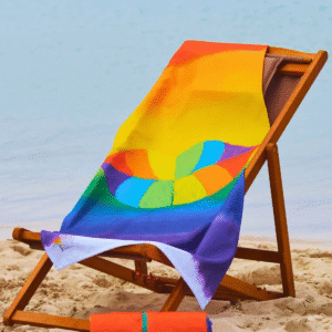 Red Palm Gökkuşağı Renkli Plaj Havlusu Hafif, Yüksek Su Emici, Hızlı Kuruma, Pratik Taşıma - 70 X 140 Cm