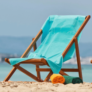 Red Palm Antibakteriyel Mavi Plaj Havlusu, %100 Pamuk Hafif, Hızlı Kuruma, Pratik Taşıma, 70 X 140 Cm